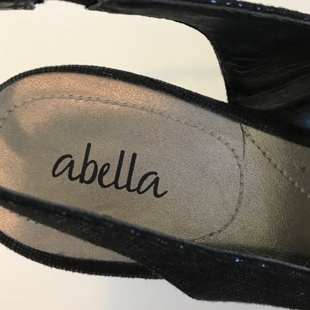 ABELLA Comfort Heels Dress Sandals Slingback Peep Toe Black Women’s Size 7 - Picture 13 of 16